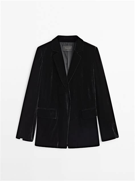 Massimo Dutti Velvet Blazer Black Editorialist