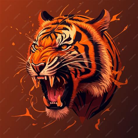 Premium Vector Roaring Tiger Head Vector Illustration