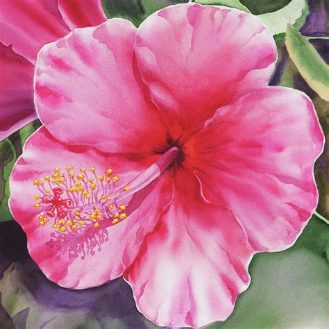 Pink Hibiscus Painting By Irina Sztukowski Pixels