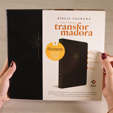 Biblia De Estudo Filament - Bíblia Slim Filament | NVT | Letra Grande | Capa Couro Sintético Preto ...