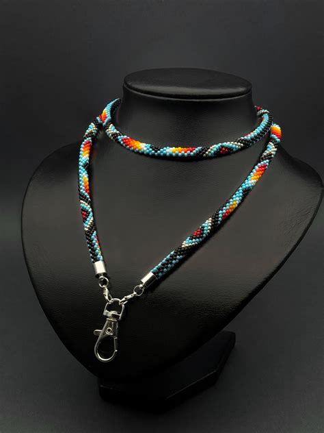 Native Style Seed Bead Lanyard Teacher Badge Lanyard Office Eyeglass