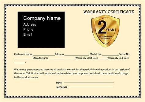 Product Warranty Certificate Letter Free Word Pdf