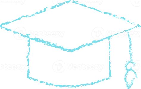 Blue Graduation Cap Chalk Line Art 21819887 PNG