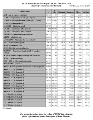 Fillable Online Hcup Us Ahrq HCUP Summary Statistics Report AR SID