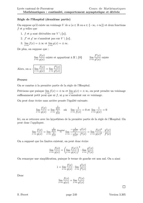 Cours Df Lyc E Cantonal De Porrentruy Math Matiques Continuit