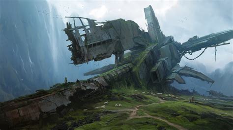 Sci Fi Spaceship Wreck HD Wallpaper By Sergey Vasnev