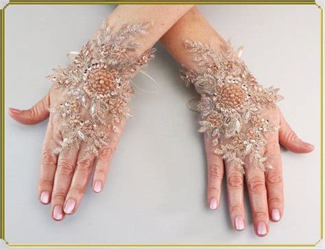 Gorgeous Lace Rose Gold Gloves The Gloves Are Nicely Sparkling