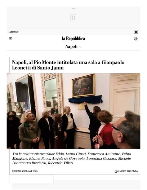 Repubblica It A Napoli Al Pio Monte Intitolata Una Sala A Gianpaolo