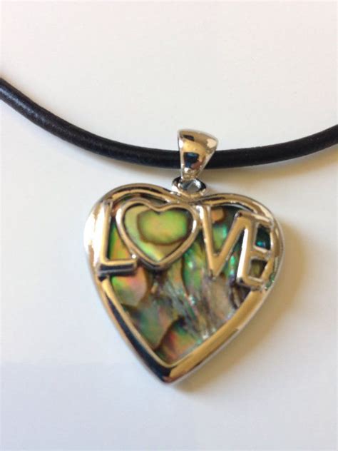 Paua Abalone Shell Encased In Antique Silver Heart Frame Love Etsy