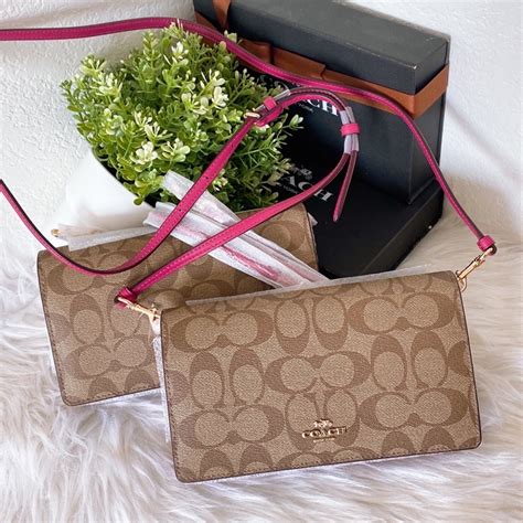 Coach Anna Foldover Crossbody Clutch In Signature Canvas 3036 Shopee