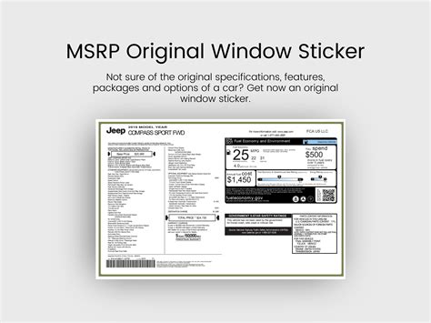 Car MSRP Sticker Original Window Sticker VIN Code Authentic Vehicle