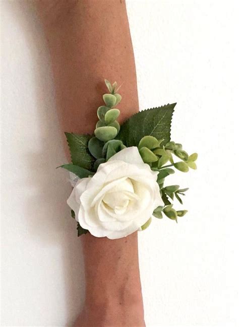 Ivory Rose Corsage Ivory Silk Rose Wrist Corsage Ivory Rose Etsy