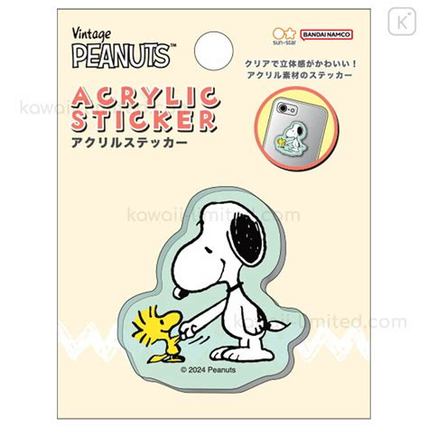 Japan Peanuts Vinyl Sticker Snoopy Woodstock Handshake D