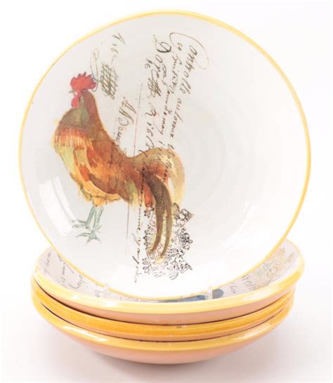 Williams Sonoma Rooster Script Earthenware Dinnerware 2005 2008 Ebth