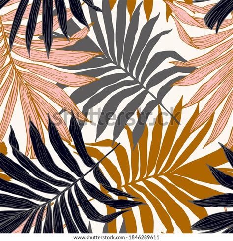 Tropics Nature Seamless Pattern Hand Drawn Stock Vector Royalty Free