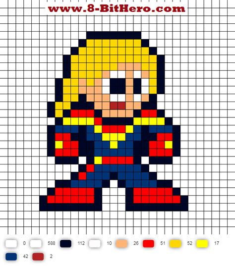 Captain Marvel Bit Perler Bead Pattern Spiderman Pixel Art Perler