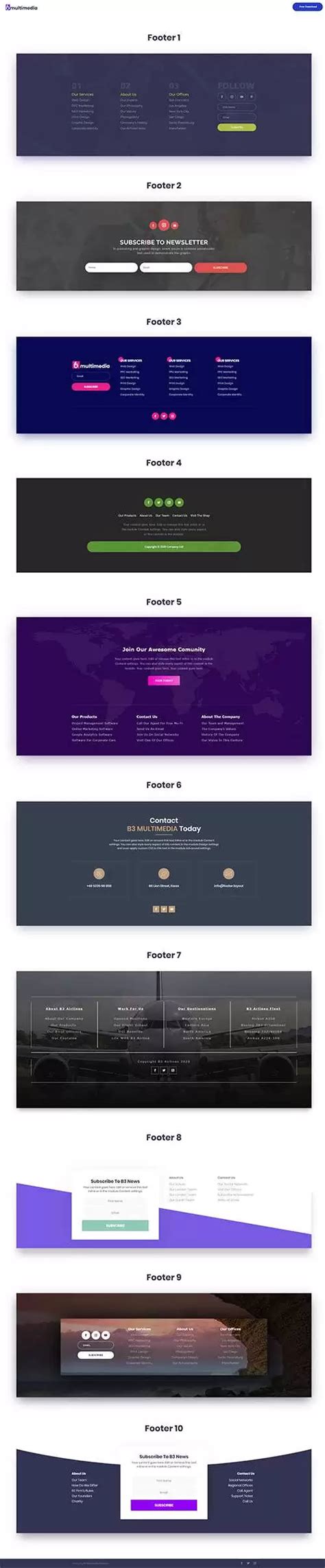 Footer Layout Pack | Divi Theme Examples