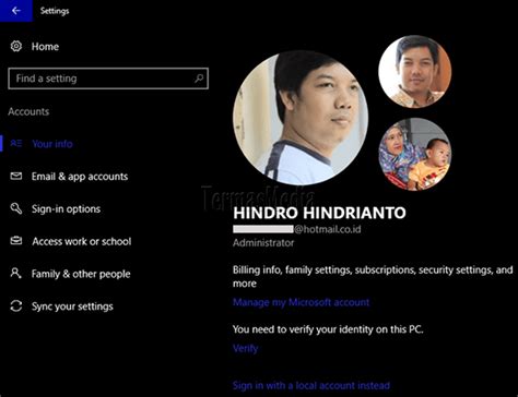 Cara Mengganti Foto Local Account Administrator