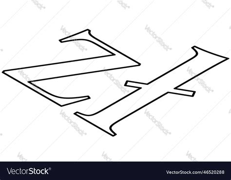 Polish Zloty Pln Currency Sign Black Outline Vector Image