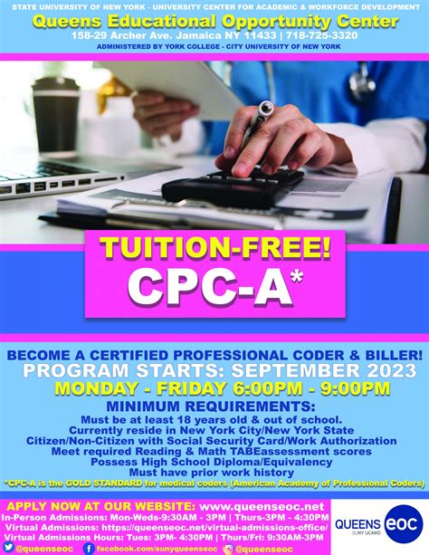 Certified Professional Coder And Biller Cpc A Program Starts September 2023 Suny Queens