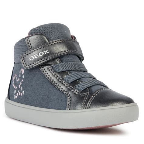 Sneakersy Geox B Gisli Girl B Mb Sdnf C S Dk Grey App Eobuwie