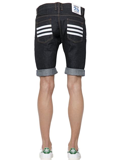 Adidas Originals Cotton Denim Jean Shorts In Dark Blue Blue Lyst