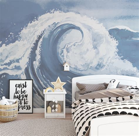 Ocean Wave Wallpaper Mural Etsy Australia