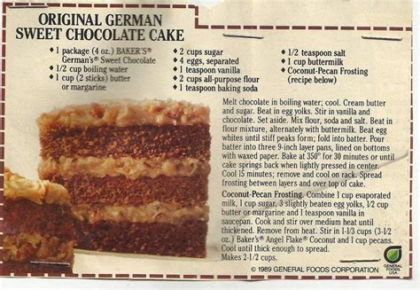 Bakers German Sweet Chocolate Cake Frosting Recipe - Cake Walls