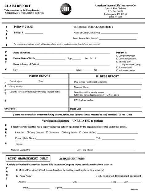 Fillable Online Purdue CLAIM REPORT Purdue University Purdue Fax