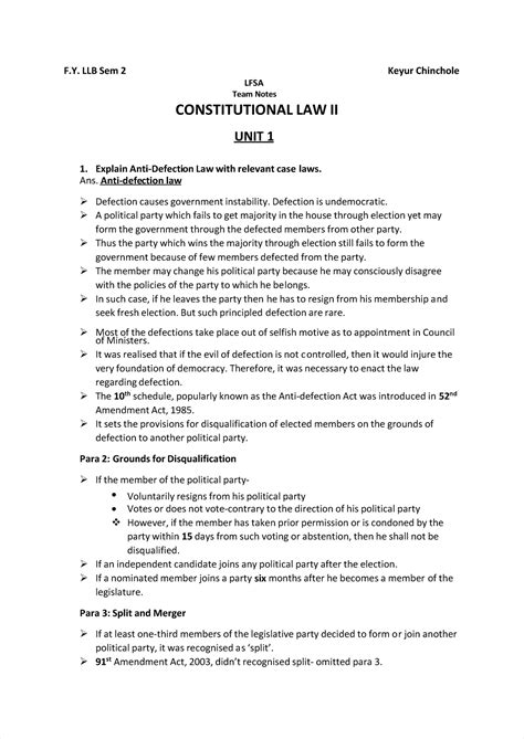 Constitutional Law 2 Matrix Answer Key
