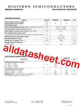 MBR6035 Datasheet PDF Digitron Semiconductors