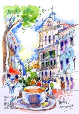 Travel Journal Art Journal Cafe Creme Urban Sketchers Avignon Pen