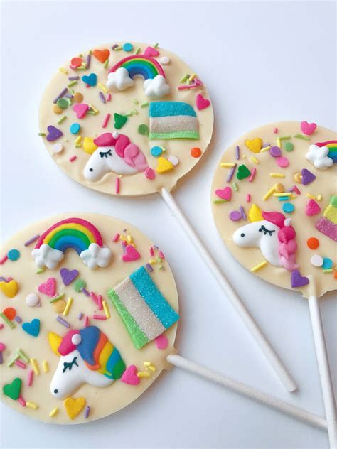 Unicorn Chocolate Lollipops Party Favours Etsy Chocolate Lollies