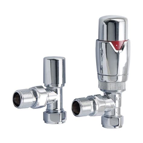 Milano Chrome Thermostatic Angled Radiator Valves