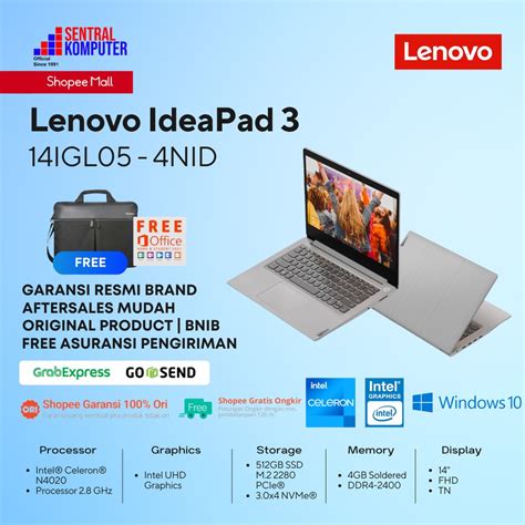 Jual Lenovo Ideapad Slim 3 14igl05 Celeron N4020 4gb 512gb Ssd Win 10 Ohs Shopee Indonesia