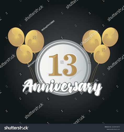 Happy 13th Anniversary Balloons Greeting Card Stock Vector Royalty