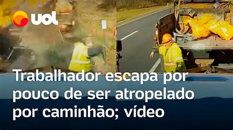 Homem Escapa Por Pouco De Ser Atropelado Por Caminh O Em Rodovia Nos