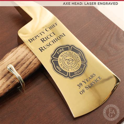 36 Gold Plated Ceremonial Firefighter Axe Flamed Engraving Awards