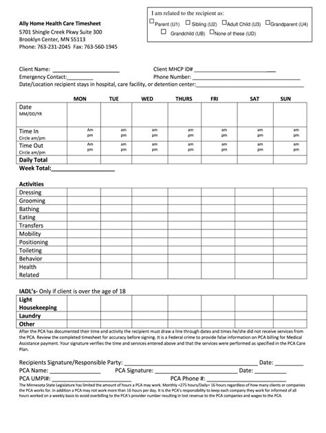 Printable Home Health Care Forms Templates