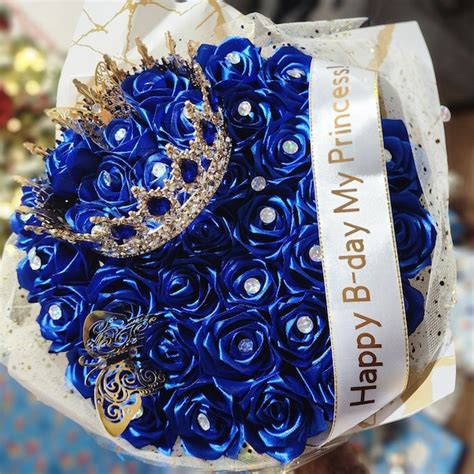 100 Rose Royal Blue Bouquet Queen Bouquet Eternal Rose Bouquet