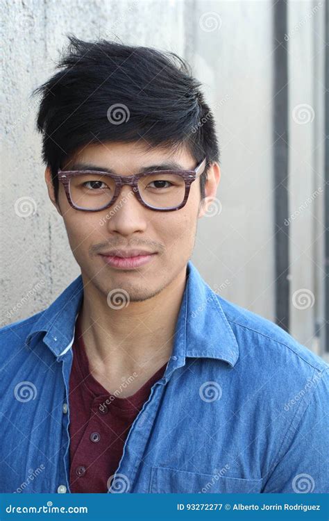 Young Asian Male With Glasses Smiling Stock Image Image Of Cute