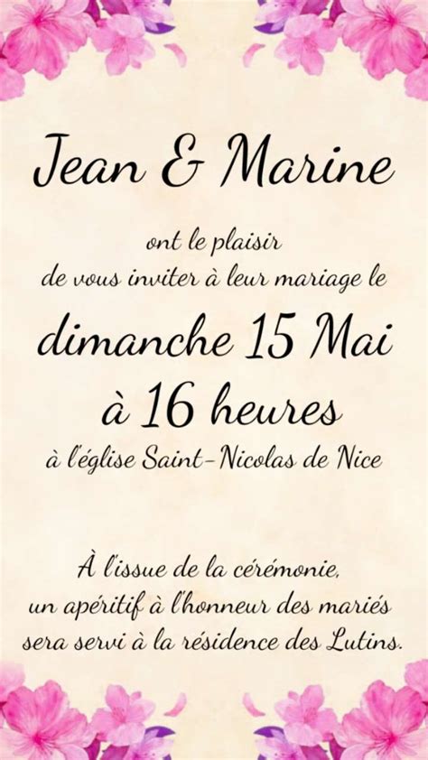 Exclusive Einladungskarte Faire Part Mariage Texte Fa