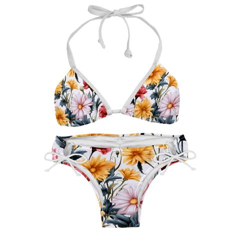 Fragmented Flowers Swim Wear Detachable Sponge Adjustable Strap Bikini