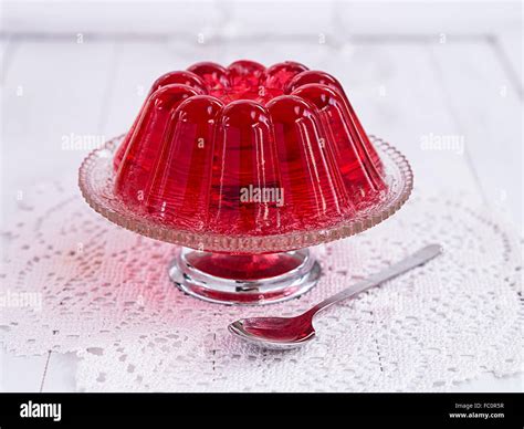 Red Jello On A Plate Stock Photo Alamy