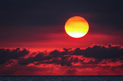 Sunset Sun Red Clouds Sea Hd Wallpaper Peakpx