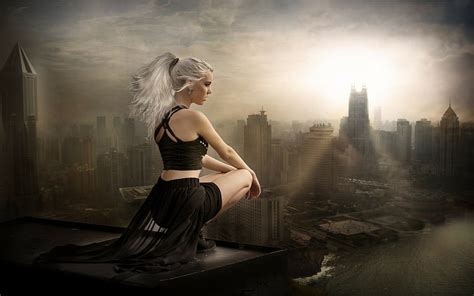 HD Wallpaper Women Cityscape Wallpaper Flare