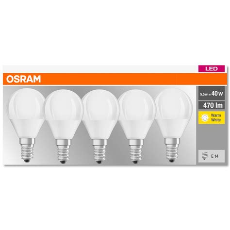 Комплект 5 крушки Led Osram Fr P40 E14 5 5w 40w 470 лумена Матова