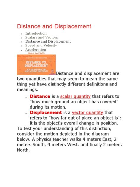 Distance and Displacement | PDF