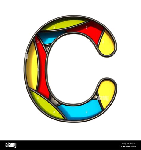 Multi Color Layers Font Letter C 3d Rendering Illustration Isolated On