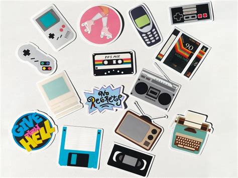 90s Aesthetic Sticker Pack 15 Stickers 80s And 90s Vibe Retro Etsy